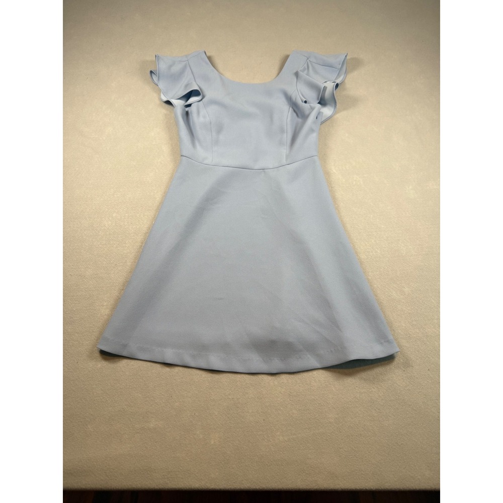 BCBGeneration Light Blue Ruffle Sleeve V-Back Skater Dress Size 4